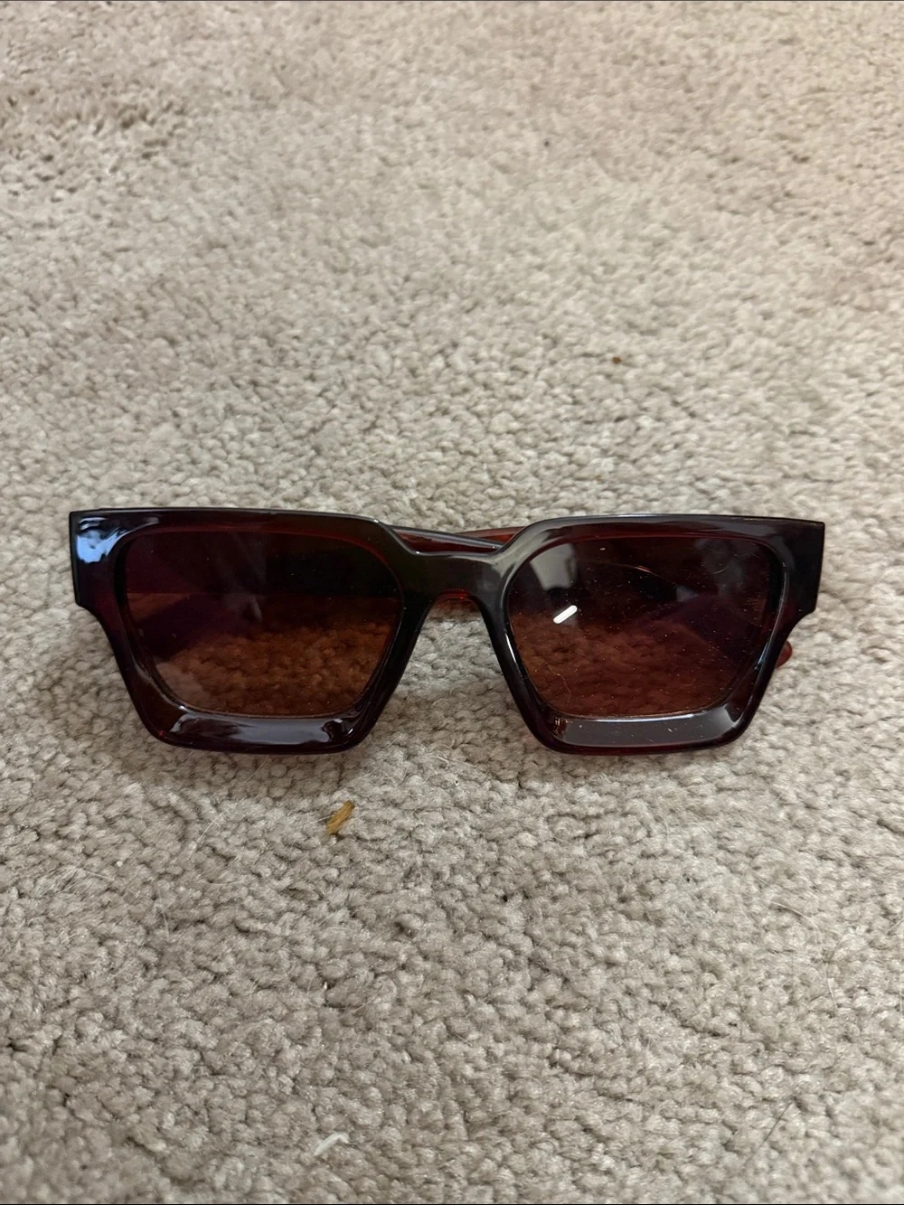 Women's Rectangular Sunglasses - Dark Brown Frame, Brown Lenses